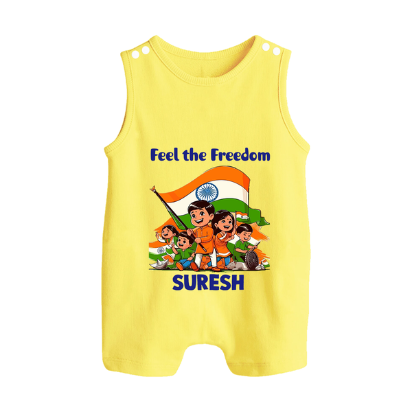 Feel the Freedom Baby Button Romper - PASTEL YELLOW - New Born (Chest 18")
