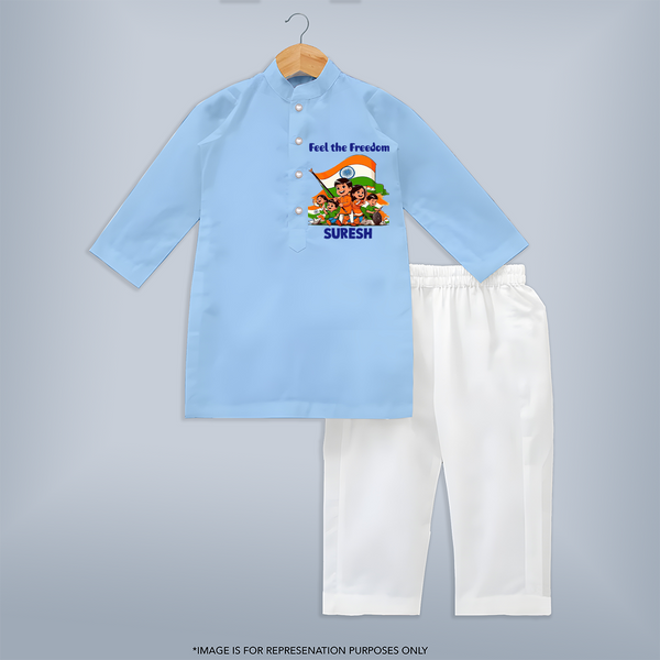 Feel the Freedom Baby Kurta - BABY BLUE - 3 - 6 Months Old (Chest 24", Kurta Length 14'', Waist 19", Pant Length 14")