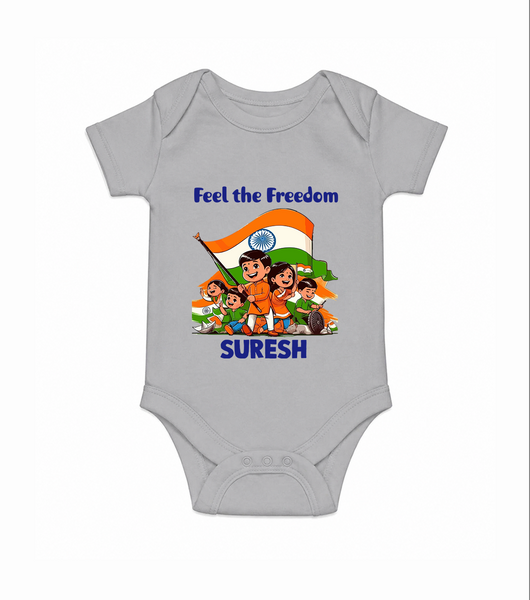 Feel the Freedom Baby Romper - GREY - New Born (Chest 14")