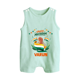 Vande Mataram Baby Button Romper - MINT GREEN - New Born (Chest 18")