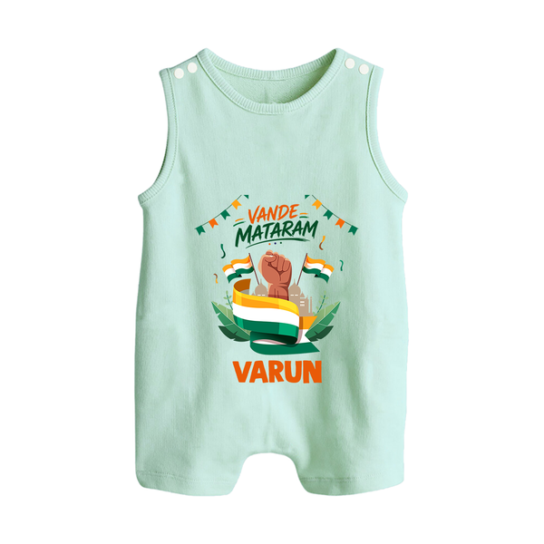 Vande Mataram Baby Button Romper - MINT GREEN - New Born (Chest 18")