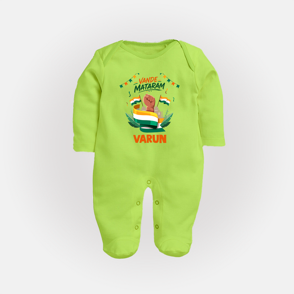 Vande Mataram Baby Full Body Suit - LIME GREEN - New Born (Chest 7.5")