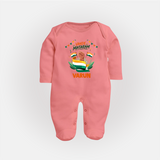 Vande Mataram Baby Full Body Suit - PEACH - New Born (Chest 7.5")