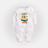 Vande Mataram Baby Full Body Suit - WHITE - New Born (Chest 7.5")