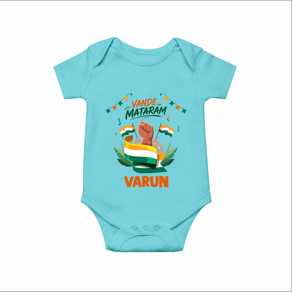 Vande Mataram Baby Romper - ARCTIC BLUE - New Born (Chest 14")