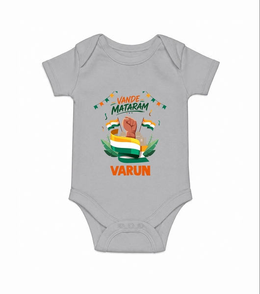 Vande Mataram Baby Romper - GREY - New Born (Chest 14")