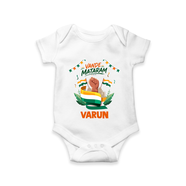 Vande Mataram Baby Romper - WHITE - New Born (Chest 14")