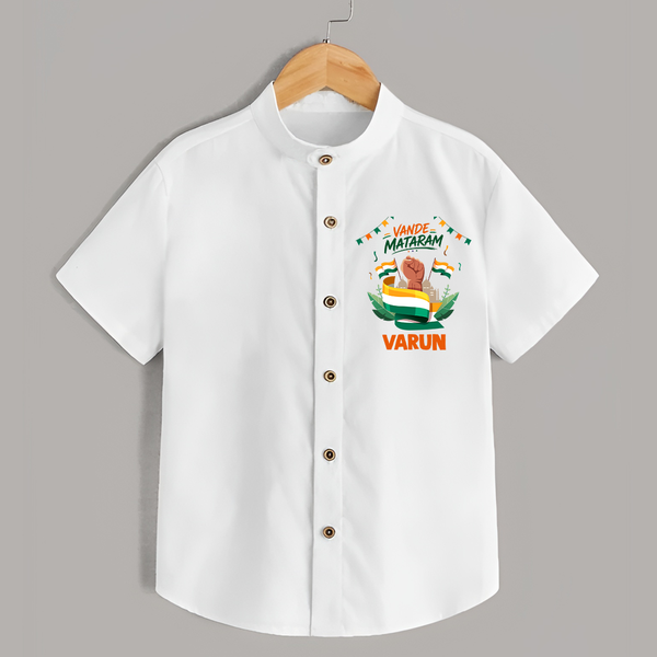 Vande Mataram Baby Shirt - WHITE - 0 - 6 Months Old (Chest 23")