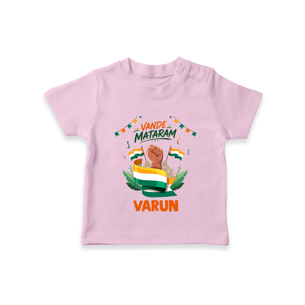 Vande Mataram Baby T Shirt - BABY PINK - 0-5 Months Old (Chest 17")