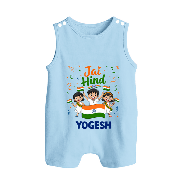 Jai Hind Baby  Button Romper - BABY BLUE - New Born (Chest 18")