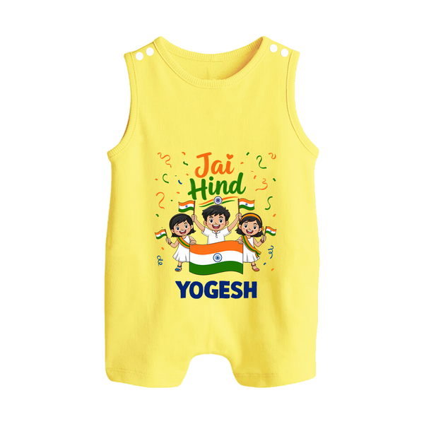 Jai Hind Baby  Button Romper - PASTEL YELLOW - New Born (Chest 18")