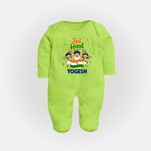 Jai Hind Baby  Full Body Suit - LIME GREEN - New Born (Chest 7.5")