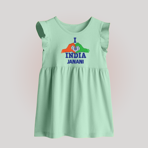 I Love India Heart Baby Baby Frock - MINT GREEN - 0 - 3 Months Old (Chest 17")