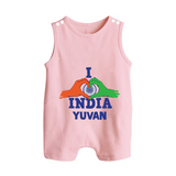 I Love India Heart Baby Button Romper - BABY PINK - New Born (Chest 18")
