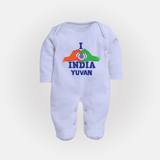 I Love India Heart Baby Full Body Suit - BABY BLUE - New Born (Chest 7.5")