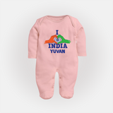 I Love India Heart Baby Full Body Suit - BABY PINK - New Born (Chest 7.5")