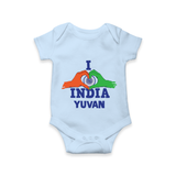 I Love India Heart Baby Romper - BABY BLUE - New Born (Chest 14")