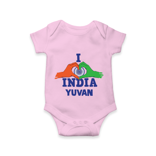 I Love India Heart Baby Romper - BABY PINK - New Born (Chest 14")