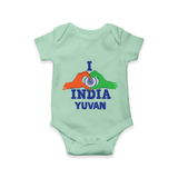 I Love India Heart Baby Romper - MINT GREEN - New Born (Chest 14")