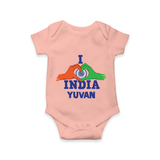 I Love India Heart Baby Romper - PEACH - New Born (Chest 14")