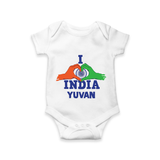 I Love India Heart Baby Romper - WHITE - New Born (Chest 14")