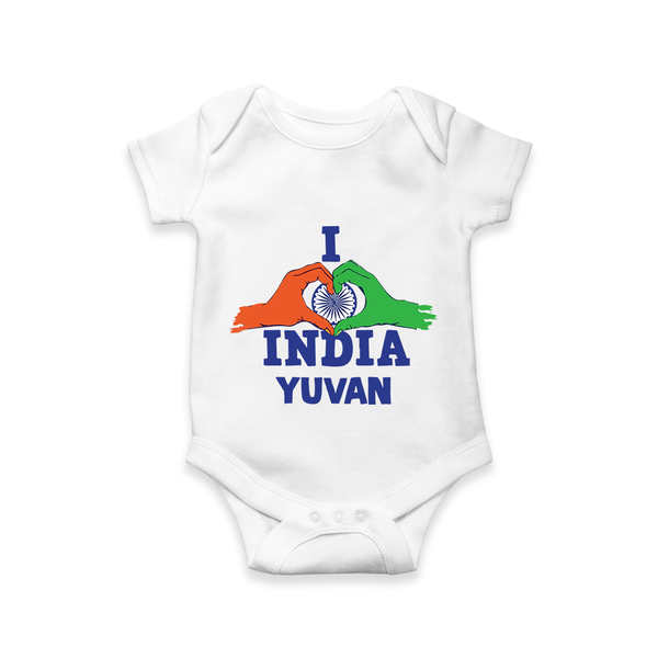 I Love India Heart Baby Romper - WHITE - New Born (Chest 14")