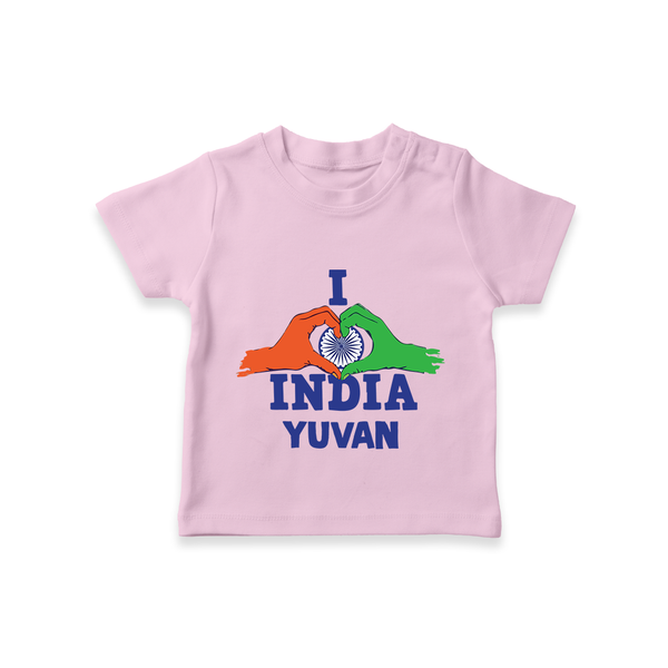 I Love India Heart Baby T Shirt - BABY PINK - 0-5 Months Old (Chest 17")