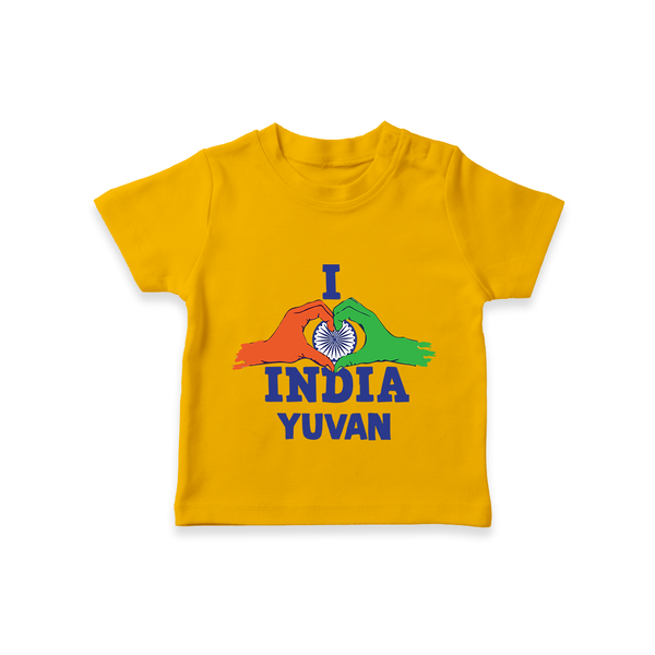 I Love India Heart Baby T Shirt - CHROME YELLOW - 0-5 Months Old (Chest 17")
