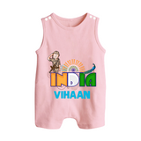 India Pride Baby Button Romper - BABY PINK - New Born (Chest 18")
