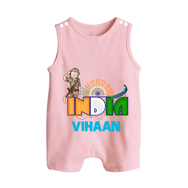 India Pride Baby Button Romper - BABY PINK - New Born (Chest 18")