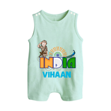 India Pride Baby Button Romper - MINT GREEN - New Born (Chest 18")