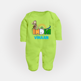 India Pride Baby Full Body Suit - LIME GREEN - New Born (Chest 7.5")