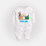 India Pride Baby Full Body Suit - WHITE - New Born (Chest 7.5")