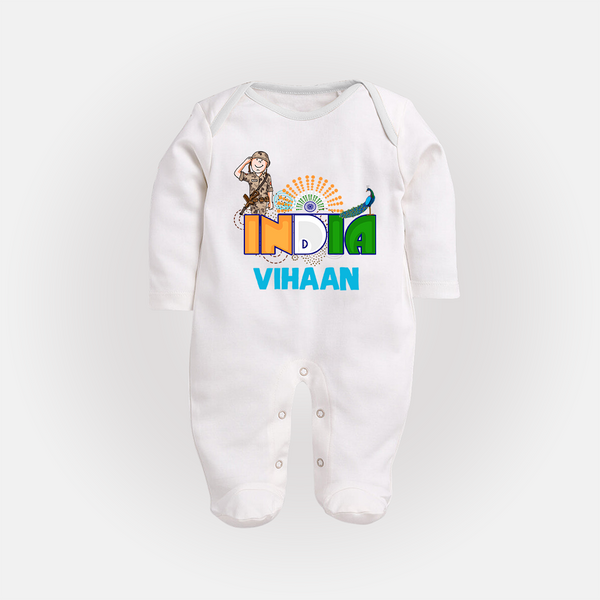 India Pride Baby Full Body Suit - WHITE - New Born (Chest 7.5")
