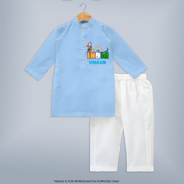India Pride Baby Kurta - BABY BLUE - 3 - 6 Months Old (Chest 24", Kurta Length 14'', Waist 19", Pant Length 14")