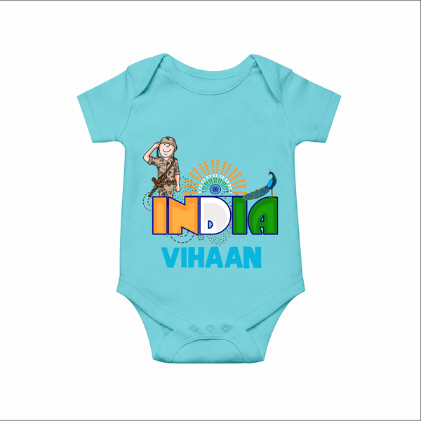 India Pride Baby Romper - ARCTIC BLUE - New Born (Chest 14")