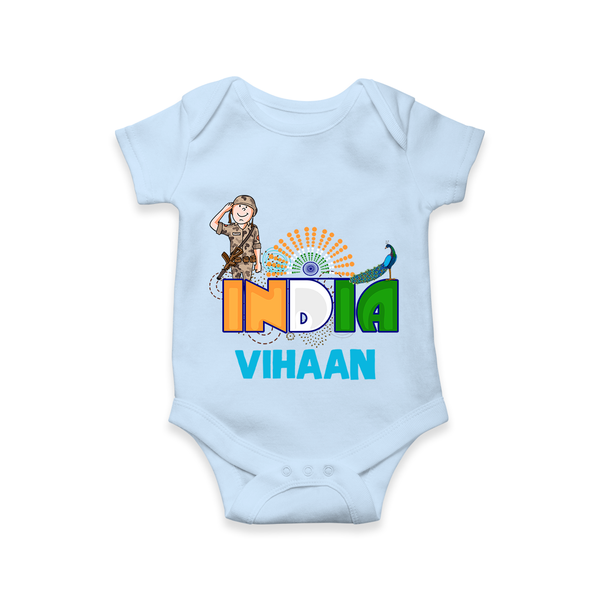 India Pride Baby Romper - BABY BLUE - New Born (Chest 14")