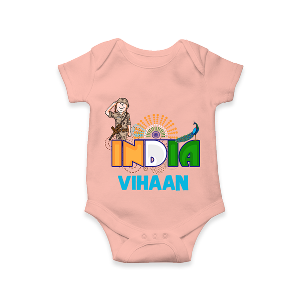 India Pride Baby Romper - PEACH - New Born (Chest 14")