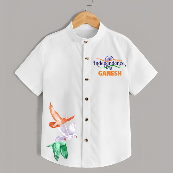 Happy Independence Day Dove Theme Shirt - WHITE - 0 - 6 Months Old (Chest 23")