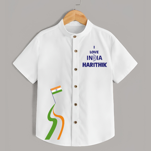 I Love India Tricolour Path Shirt - WHITE - 0 - 6 Months Old (Chest 23")