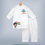 Happy Independence Day Little Patriot Kurta - WHITE - 3 - 6 Months Old (Chest 24", Kurta Length 14'', Waist 19", Pant Length 14")