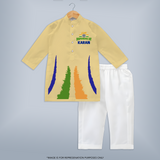 Happy Independence Day Tricolour Skyline - PASTEL YELLOW - 3 - 6 Months Old (Chest 24", Kurta Length 14'', Waist 19", Pant Length 14")