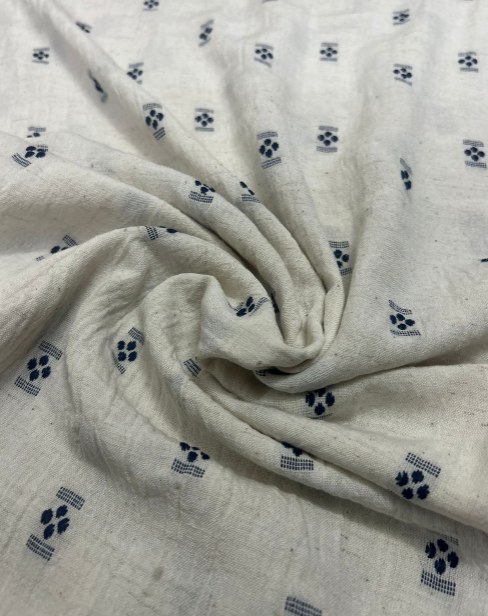Indigo motifs with white cotton fabric