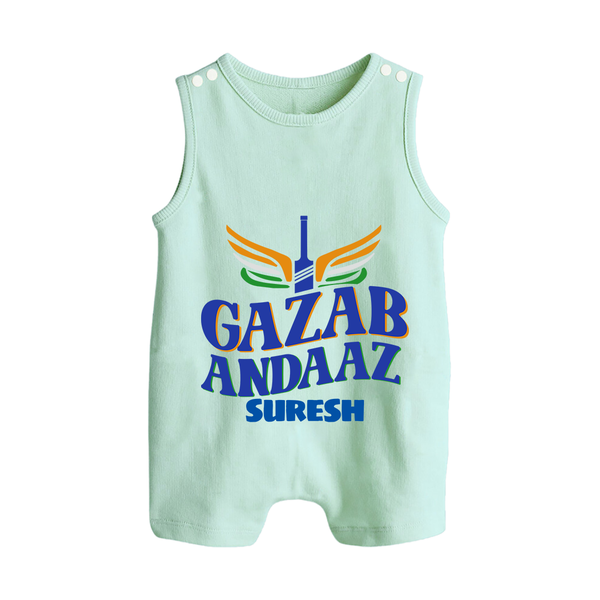 Gazab Andaaz - Cheer For Your Team With Our Customized IPL-Themed Romper Suit For Babies With Name - MINT GREEN - 0 - 5 Months Old (Chest 18")