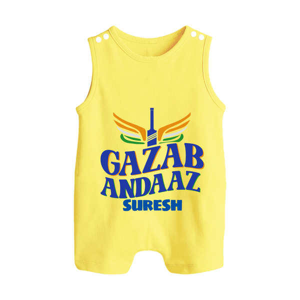 Gazab Andaaz - Cheer For Your Team With Our Customized IPL-Themed Romper Suit For Babies With Name - PASTEL YELLOW - 0 - 5 Months Old (Chest 18")