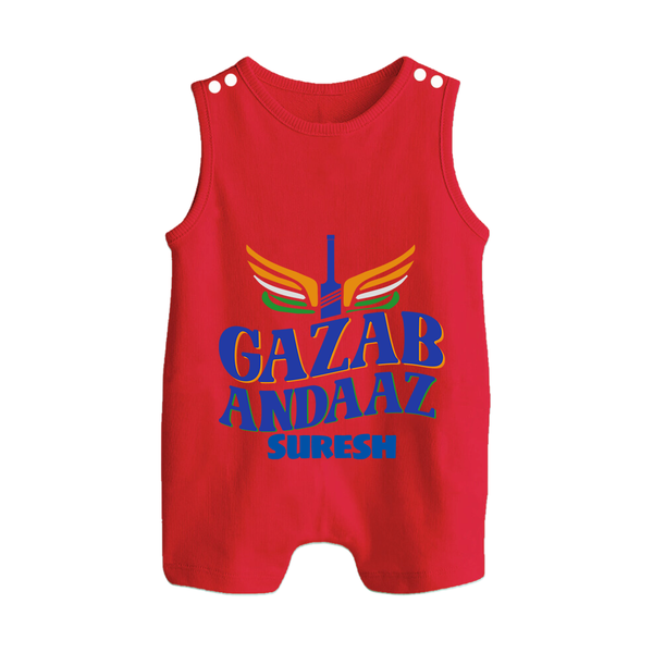 Gazab Andaaz - Cheer For Your Team With Our Customized IPL-Themed Romper Suit For Babies With Name - RED - 0 - 5 Months Old (Chest 18")