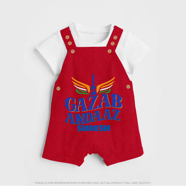 Gazab Andaaz - Cheer For Your Team With Our Customized IPL-Themed Dungaree For Kids With Name - RED - 0 - 5 Months Old (Chest 18")