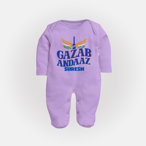 Gazab Andaaz - Cheer For Your Team With Our Customized IPL-Themed Sleep Suit For Babies With Name - LILAC - New Born (Chest 7.5")