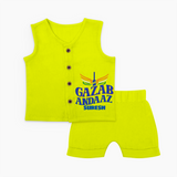 Gazab Andaaz - Cheer For Your Team With Our Customized IPL-Themed Jabla Set For Babies With Name - LIME - 0 - 3 Months Old (Chest 9.8")