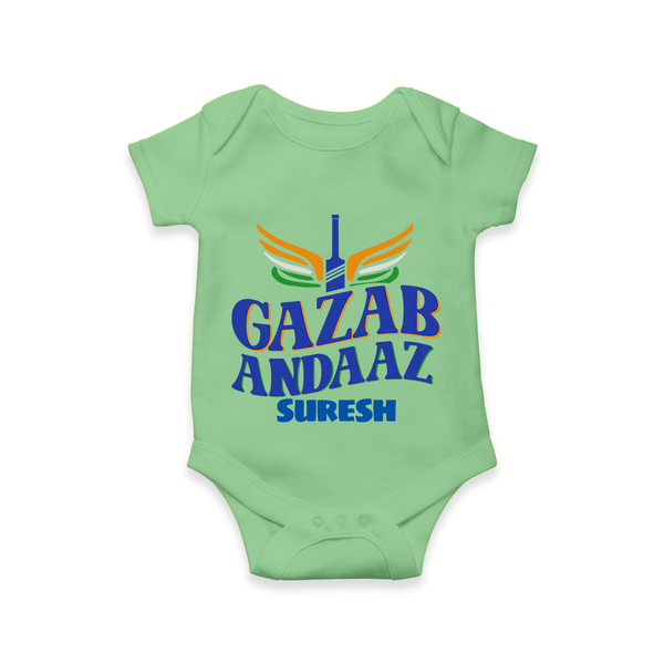 Gazab Andaaz - Cheer For Your Team With Our Customized IPL-Themed Romper For Babies With Name - GREEN - 0 - 3 Months Old (Chest 16")